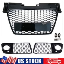 Rs Style Front Bumper Grill Fog Light Cover Gloss Black For Audi Tt S-line 07-14