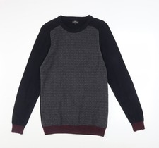 Next Herrenpullover blau geometrisch Baumwolle Rundhalsausschnitt Medium