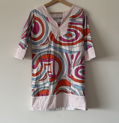 Gretchen SCOTT Designs Tunic Dress Sz XS Geometric Retro Multicolor*FLAWS