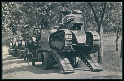 rr Military vehicle Tank WWI ww1 war original old c1915-1925 French postcard