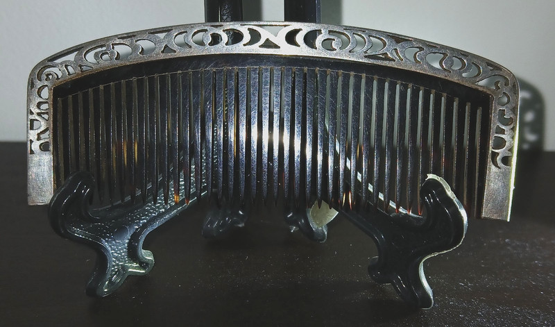 ANTIQUE JAPANESE HAIR COMB SILVER OPEN WORK KUSHI KANZASHI