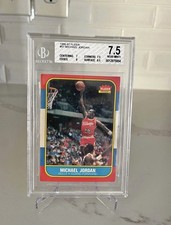 Michael Jordan 1986-87 Fleer Basketball Rookie Card #57 BGS 7.5 Near Mint+ . rookie card picture