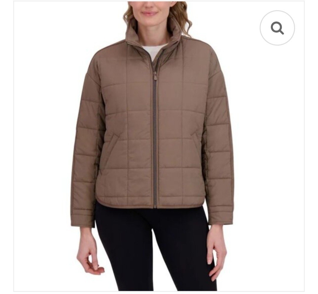 New ROXY Women's Quilted Puffer Jacket XL Brown Full Zip Lightweight Coat