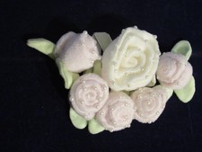 Vintage Millinery Flower Cosy 6 Bloom lot 1 1/2 Pink 2 1/2" White T32