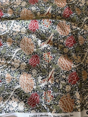 David Textiles English Collection Floral Cotton Fabric William Morris 43''x3Yd#58