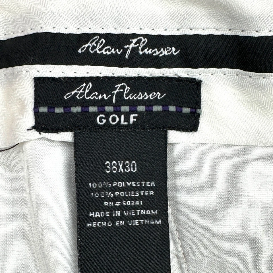 Alan Flusser Golf Beige Pleated Front Cuffed Hem Belt Loops Dress Pants 38 X 30 - Image 4 of 4