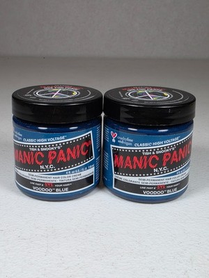 Manic Panic Voodoo Blue Hair Dye 4oz Semi Permanent Vegan 2 Pack