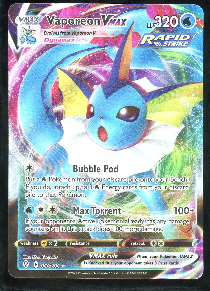 Vaporeon VMAX 030/203 Holo Evolving Skies Pokemon Card