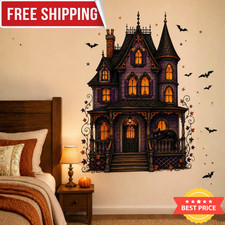 Halloween Wall Stickers Haunted House Decals Castle Black Cat Spooky Room Decor