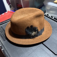 Orange Wool Fedora Sz S