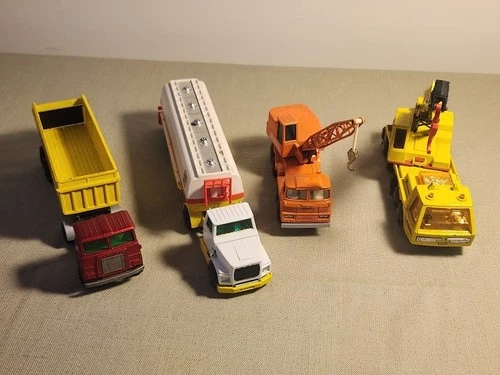 Diecast Matchbox SuperKings Truck Lot 4 Lesney Construction Crane Tanker 1971-74
