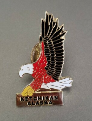  KETCHIKAN ALASKA  RED, WHITE AND BLUE EAGLE LAPEL PIN-PREOWNED