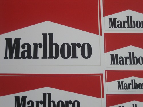 Neuwertig 1 Bogen 6 Stück original Marlboro Aufkleber Folie Sticker 1980iger 03 - Bild 2 von 3