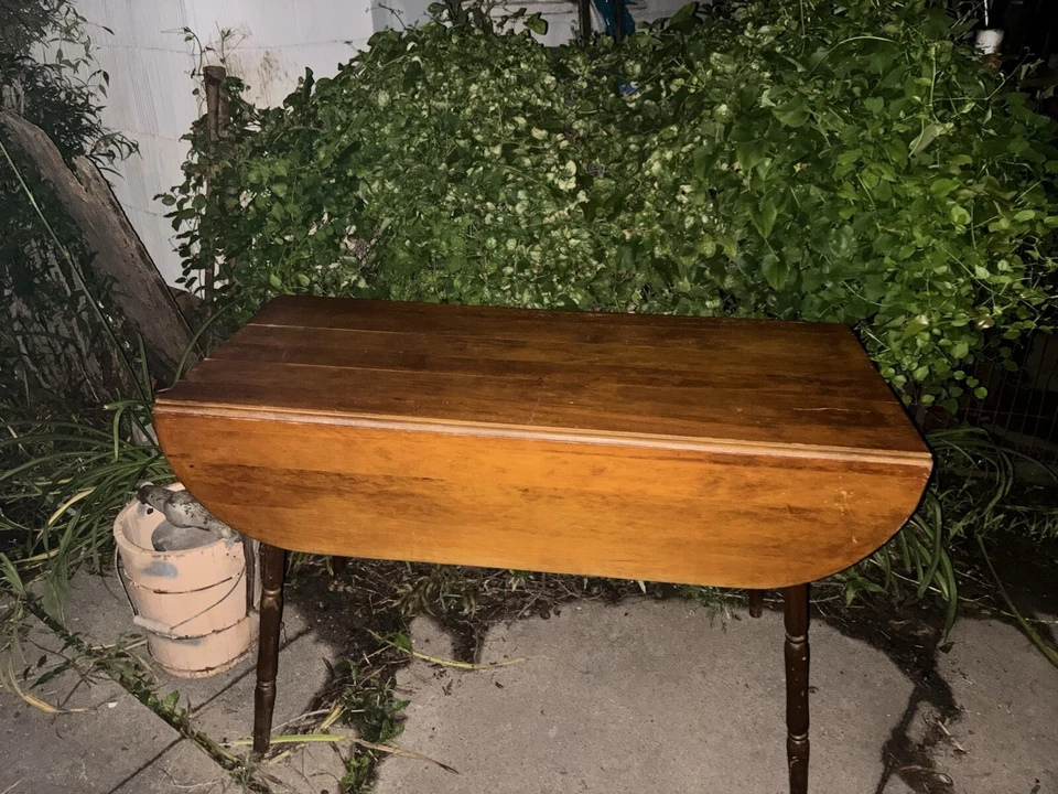 Mesa antigua vintage de hojas caídas.  Mueble raro de mediados a finales de 1800 Foto 2 de 4