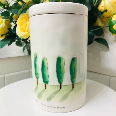 RAE DUNN Boutique French Sketch Cypress Tree Canister Jar Garden Theme Container