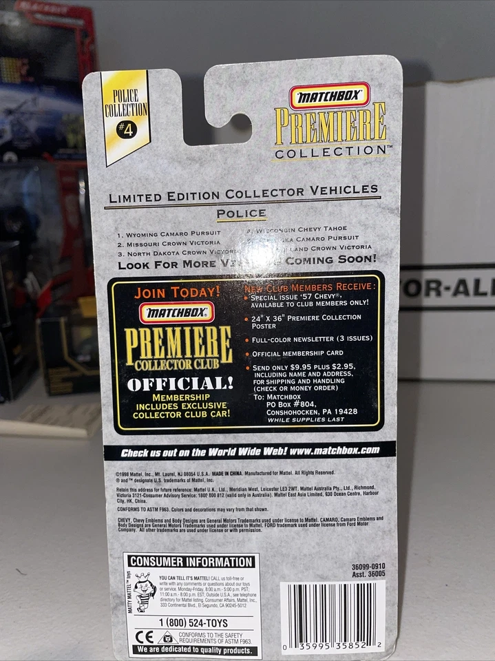 Matchbox Premiere Police Collection Wisconsin Chevy Tahoe 1998 Brand New in Box - Image 2 of 2