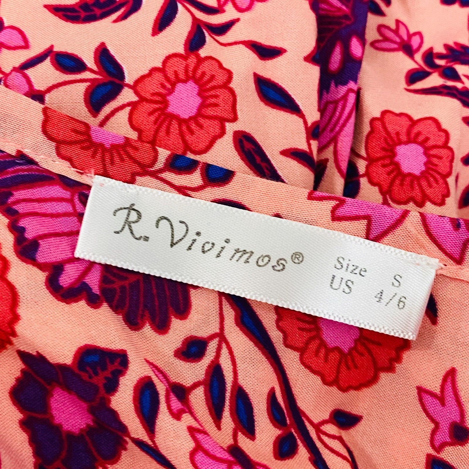 R Vivimos Bohemian Boho Style Paisley Floral Peasant Lounge Midi Dress S 4 / 6