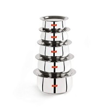 Stainless Steel Belly Shape 5 Pc Tope / Cookware/ Pot Set with Lid