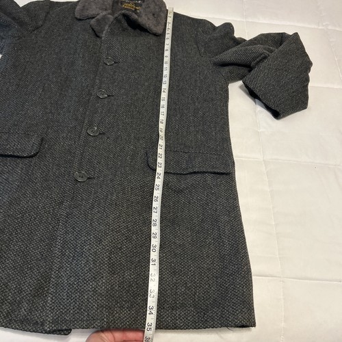 Vintage Luxury Zero King Men's Wool Overcoat Faux Fur Collar & Lining Size 38 - Picture 5 of 8