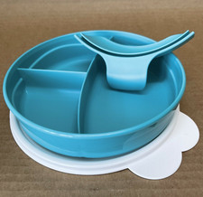 Tupperware Baby Stages Set Divided Dish / Bowl Handle  Seal Blue New
