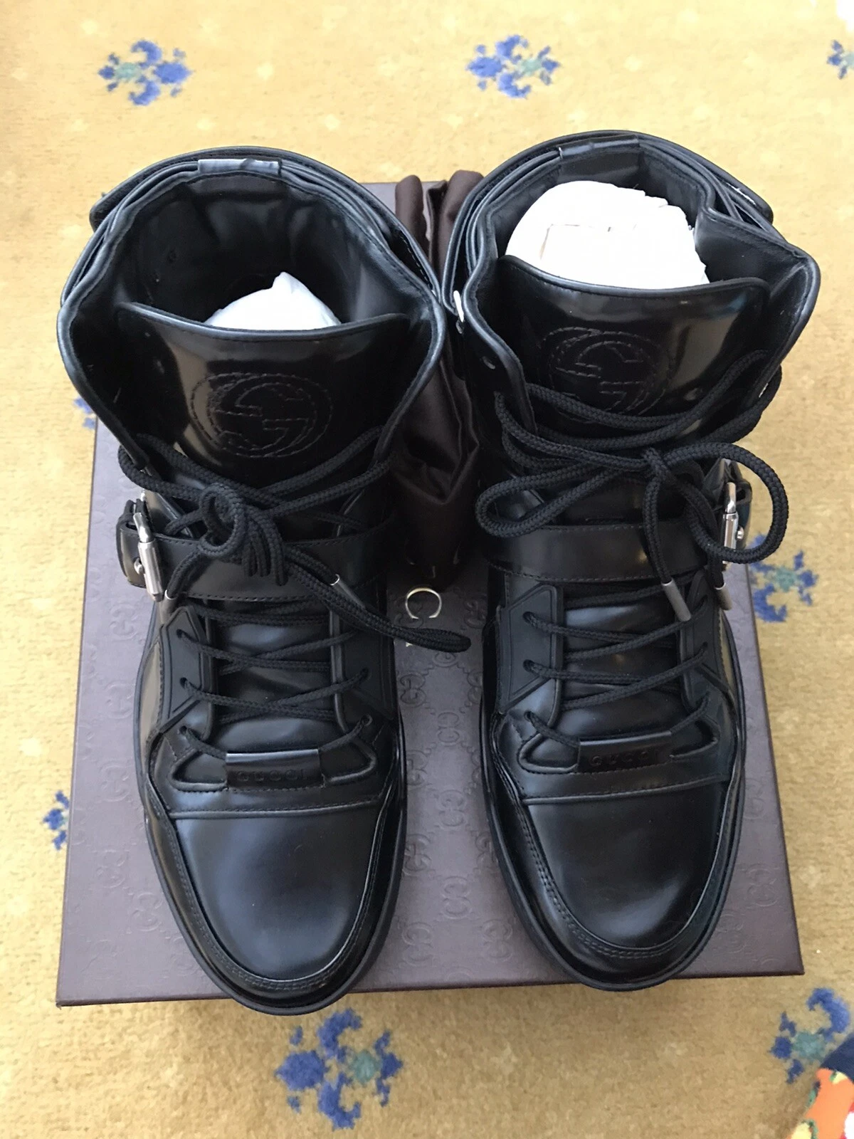 Gucci Baskets Baskets Haut Magnum Horsebit Homme UK 6 US 7 EU 40 Neuf