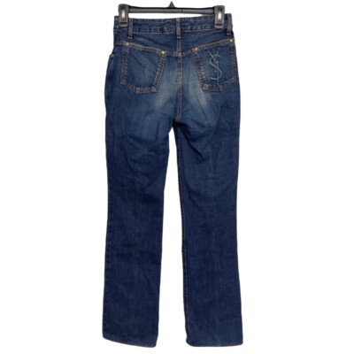 Yves Saint Laurent Jeans ロゴ ポロシャツ ✨$3K Authentic Extremely Rare Yves Saint Laurent YSL Logo Blue