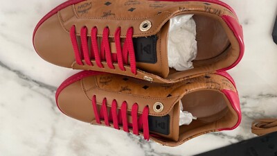 MCM / ローカットスニーカー/38/RED MCM Womens Cognac/Red Visetos Leather Terrain Sneakers Shoes