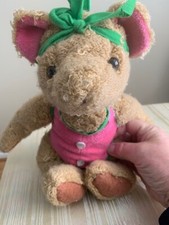 Vintage 14  Brown Teddy Bear with Pink One Piece