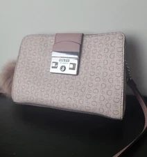 Pink guess crossover purse
