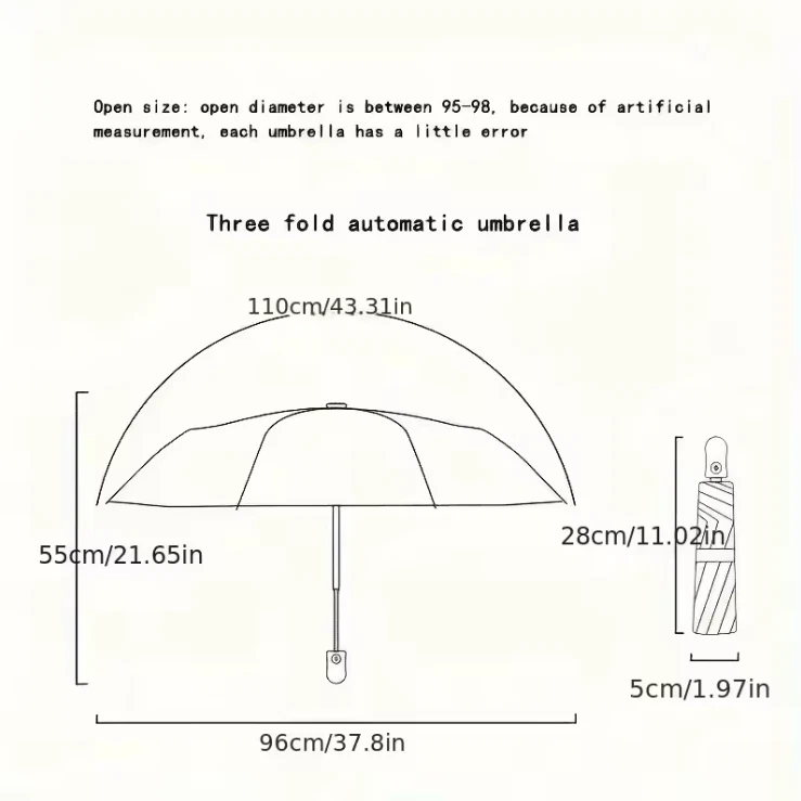 Paraguas Automático Anti-UV Sol/Lluvia A Prueba de Viento 3 Paraguas Compacto Plegable Foto 4 de 4