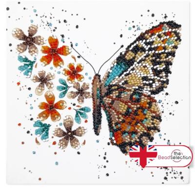 TIGER FLÜGEL SCHMETTERLING ABRIS KUNST PERLEN STICKEREI SET MIDI 15cm x 15cm (AM-239)