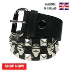 38mm Pyramid & Skull Fitting Studded 100% Real Leather Belt Made In England