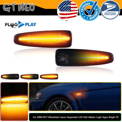 For 2008-2017 Mitsubishi Lancer Sequential LED Side Marker Light Super Bright 2X