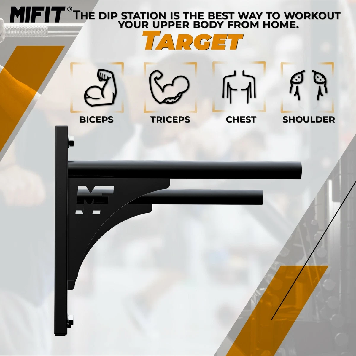 Heavy Duty Dip Bar Wall Mounted Home Gym Trainer Parallel Bars