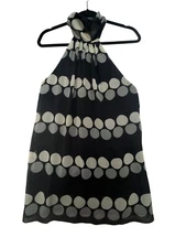Guess Womens Halter Tunic Tank Top Size M Black Gray Polka Dot Sheer Sleeveless