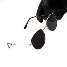 Summer Vintage Mens Retro Gold Frame Dark Black Tint Summer Sunglasses