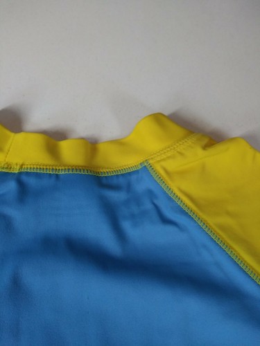 Old Navy Boys Size 4T Yellow Blue Caution I Bite Swim Top Shark - Picture 9 of 12