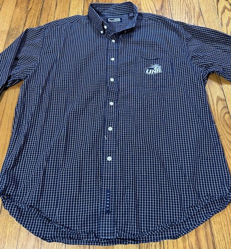 Vintage Crable SportsWear UNH blu bianco scacchiera manica lunga bottone taglia XL - Foto 8 di 8
