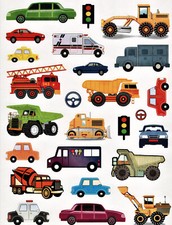 Cars, Trucks, Emergency and Construction Vehicles  Set of 25 Stickers 1-1 
