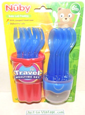 Nuby Mealtime Set 4 Forks Spoons Travel Case 6mo BPA Free, Baby Led Feeding NEW
