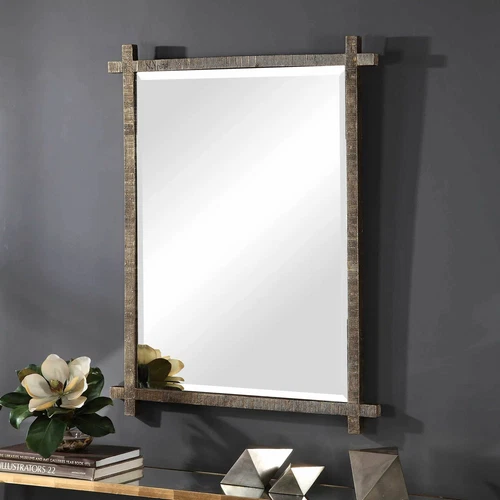UTTERMOST 09548 ABANU ANTIQUE GOLD VANITY MIRROR WITH RIBBED TEXTURED FRAME - Picture 6 of 7