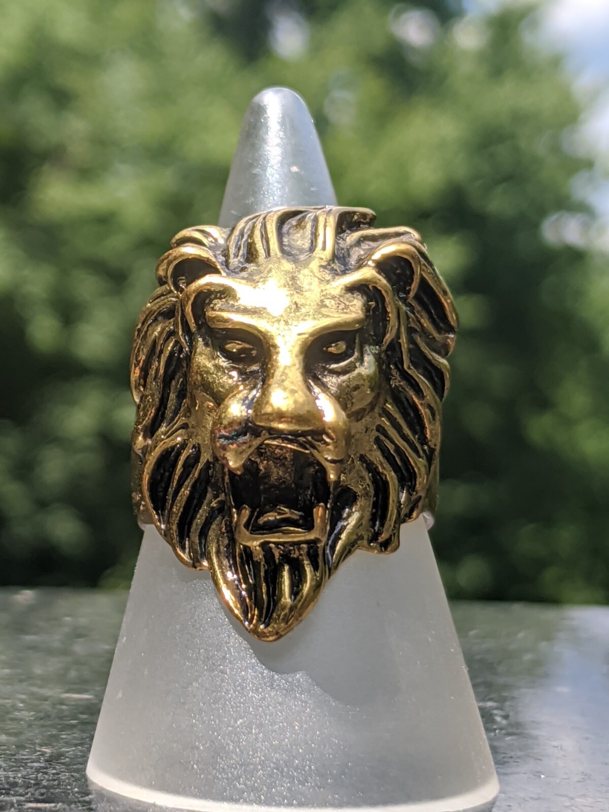 Chunky Brass Leo Lion Head Mane Bust Ring Size 9.75 (9-3/4)