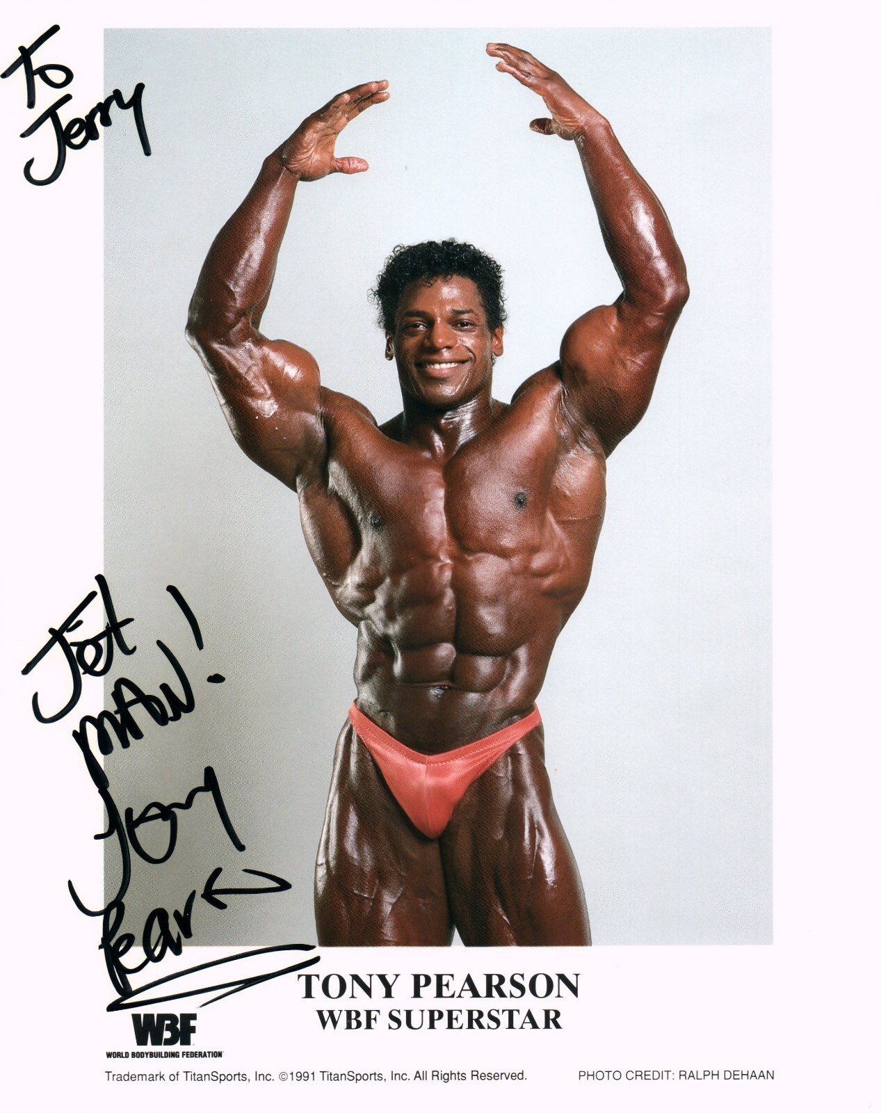 Autograph Bodybuilder Tony Pearson Bodybuilder WWF Superstar Hand Signed Autograph 8x10 Promo ...