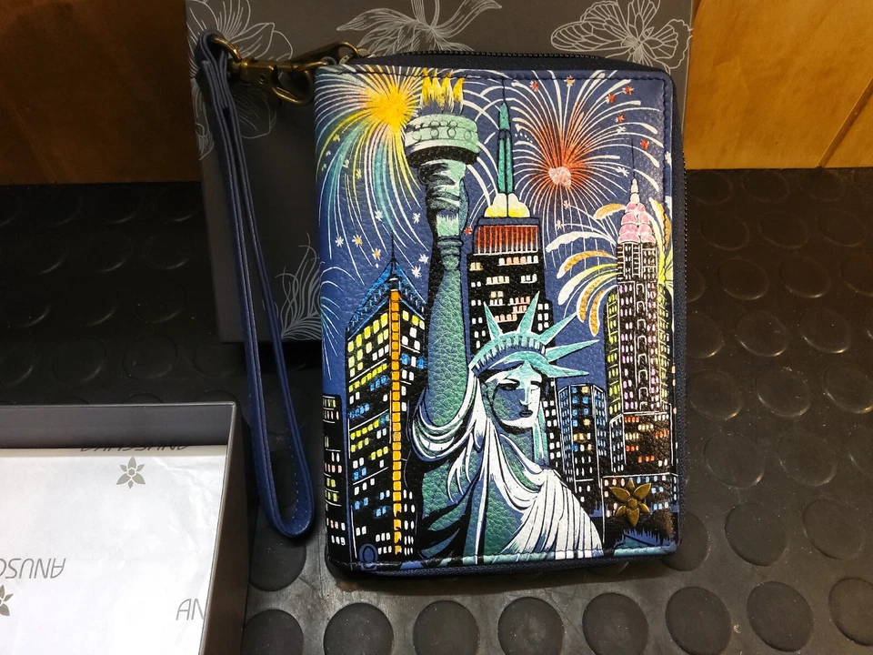 NEU ANUSCHKA LEDER TASCHE MEDIUM SHOPPER HANDBEMALT MOTIV - Bild 3 von 4