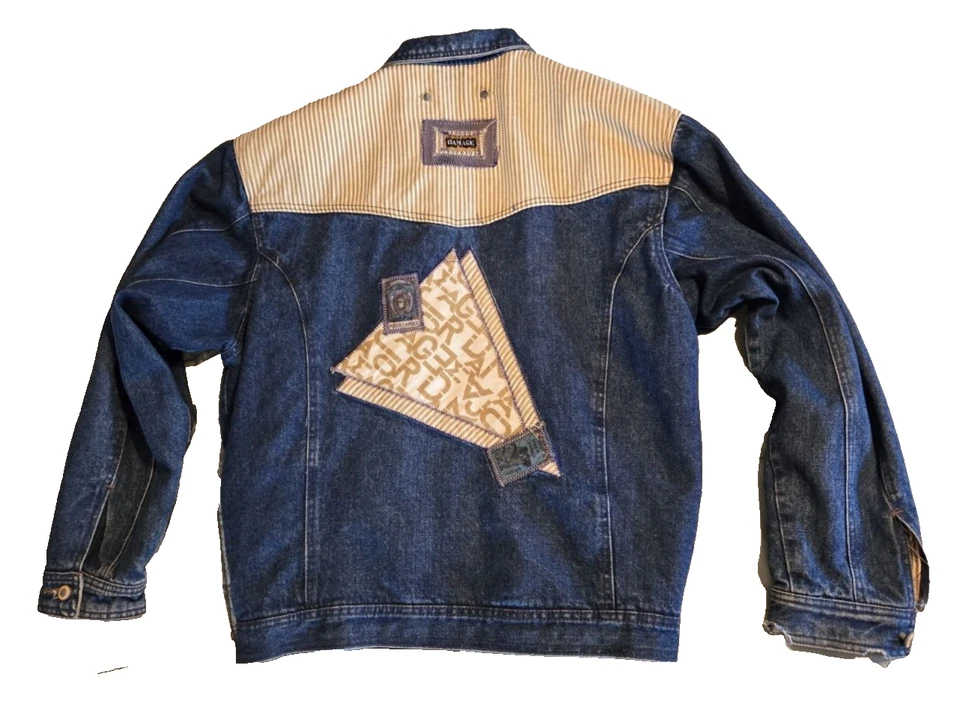 Chaqueta Hip Hop Vintage Major Damage Denim Bloque de Color Años 90 Para Hombre’s XL Foto 2 de 4