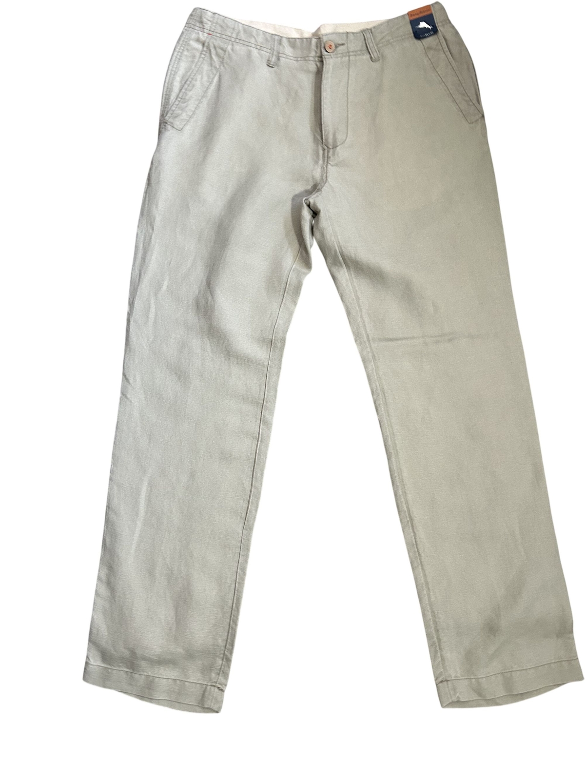 Tommy Bahama Mens Beige Linen-Blend Pants Size 34x32 Relaxed Fit Casual Trousers