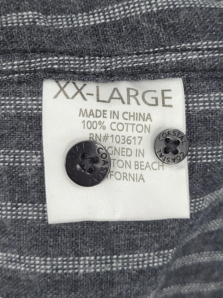 Coastal Shirt Mens XXL 2L Black Stripe Long Sleeve Button Up Outdoor Beach - Image 4 of 4