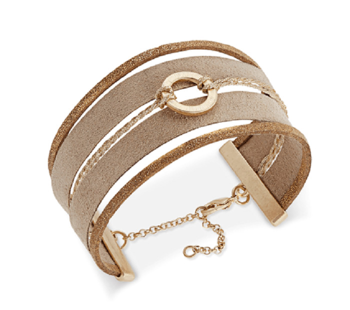 Золотистый браслет-манжета из искусственной замши с оберткой INC International Concepts