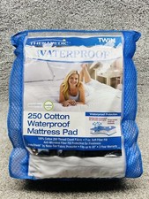 Therapedic Waterproof Twin Mattress Pad 250 Cotton White NEW