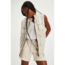 Free People We The Free Jeje Vest Jacket Top Utility Cotton Zip Up XS New 276384